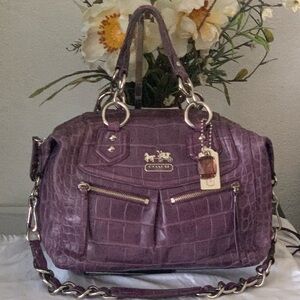 RARE HTF Coach Madison Audrey Croc-Embossed LeatherSatchel /Shoulder Bag